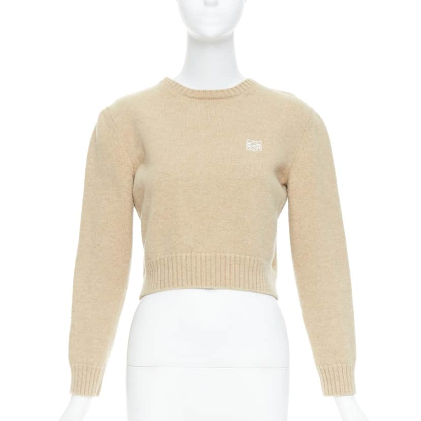 Loewe Anagram Crew Sweater Beige Wool Very good condition - Front View