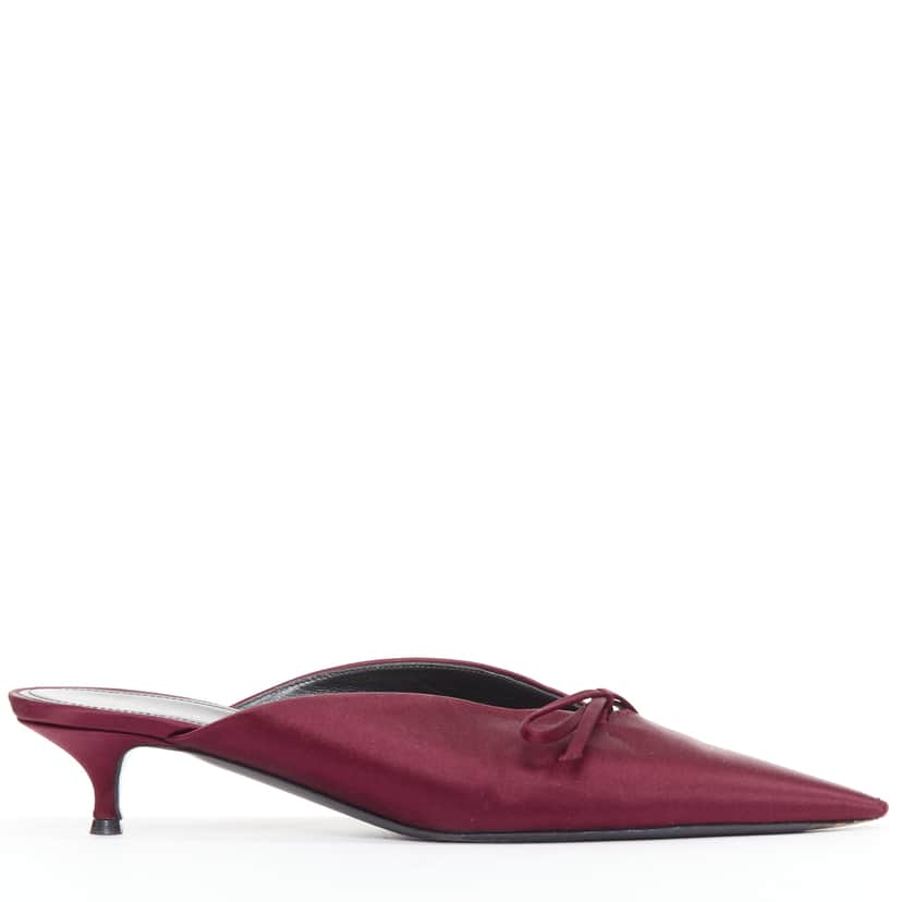 Balenciaga Knife Mules Burgundy Silk Very good condition - Front View