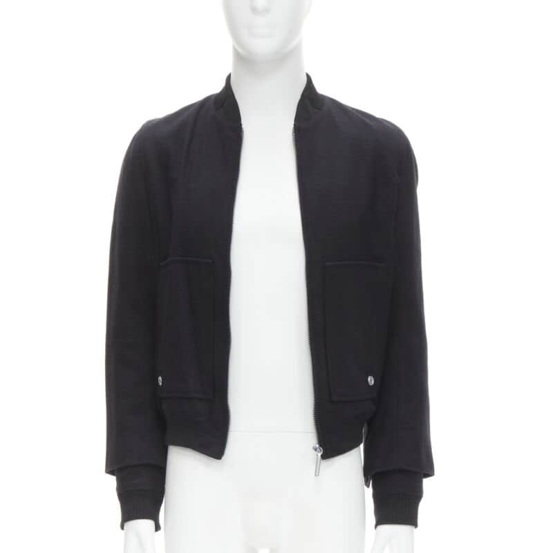 Balenciaga Black Wool Bomber Jacket Black Wool Never worn - Front View