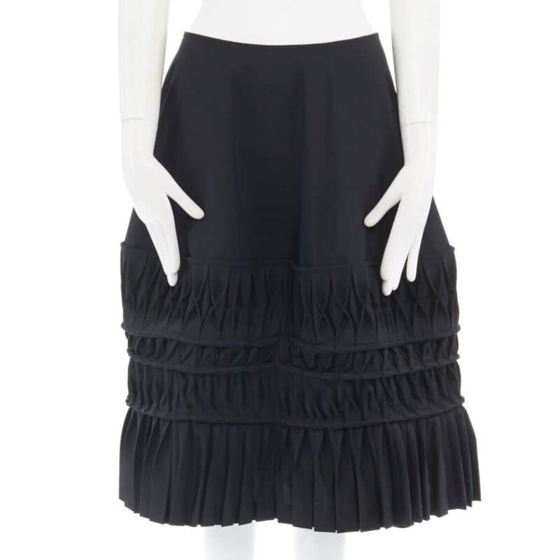 Junya Watanabe Origami Wrap Skirt Black Wool Never worn - Front View