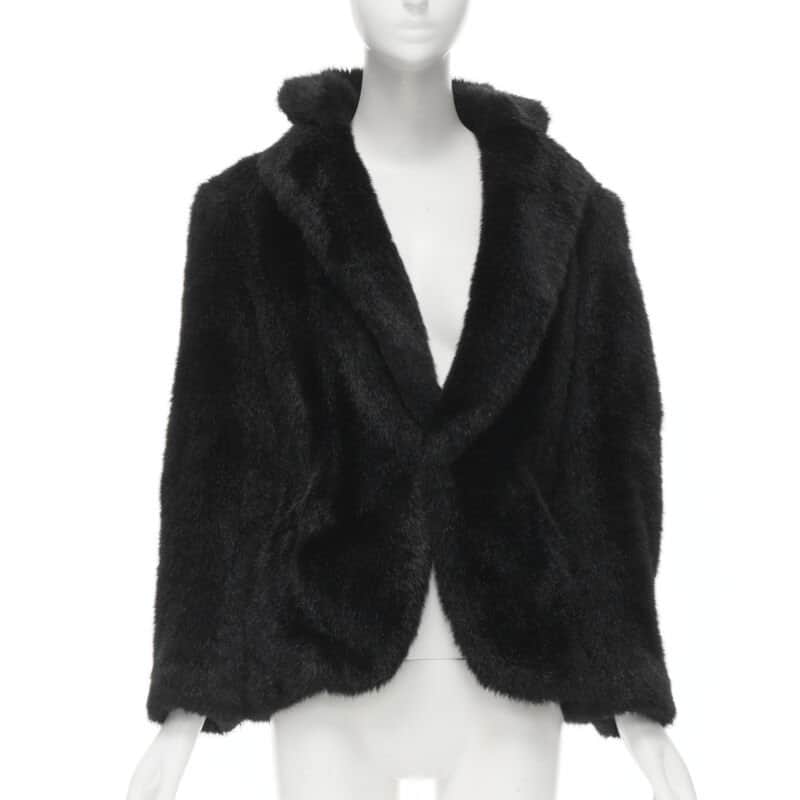 Junya Watanabe Faux Fur PVC Blazer Coat Black Polyester Never worn - Front View