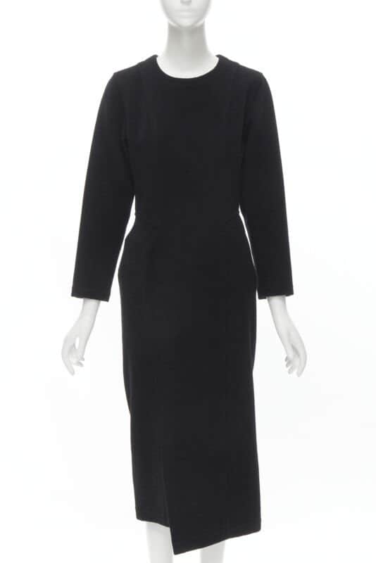 Comme Des Garcons Panelled Sheath Dress Black Wool Never worn - Front View