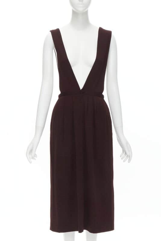 Comme Des Garcons Polka Dungaree Skirt Burgundy Wool Never worn - Front View