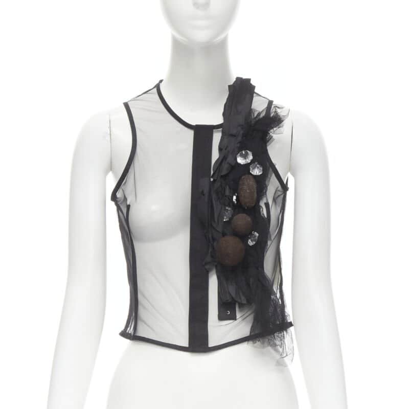 Comme Des Garcons Mesh Jewel Vest Black Viscose Never worn - Front View