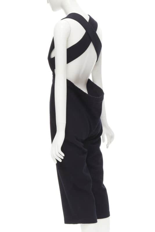 Comme Des Garcons Wool Cropped Jumpsuit Black Polyester Good condition - Front View