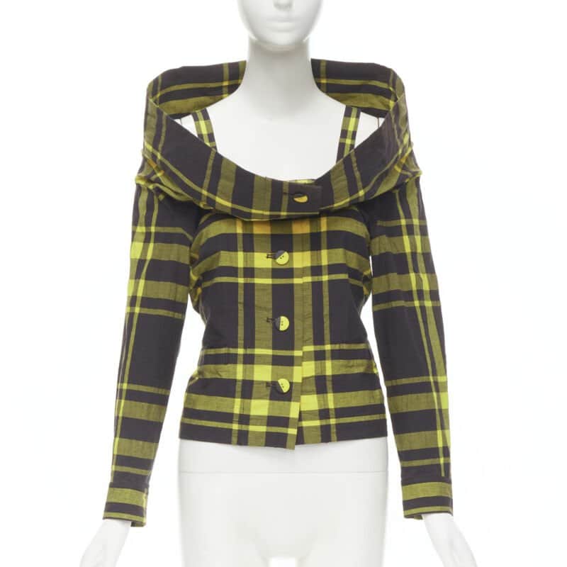 Issey Miyake Plaid Cotton Shirt Yellow Cotton Never worn - Front View