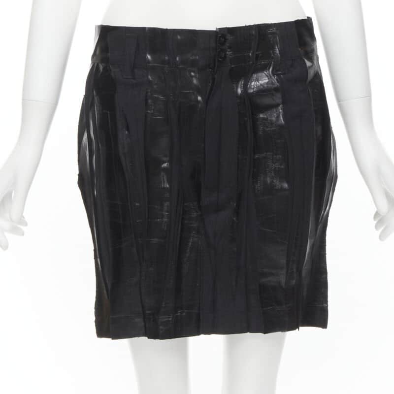 Issey Miyake Lacquered Mini Skirt Black Cotton Very good condition - Front View