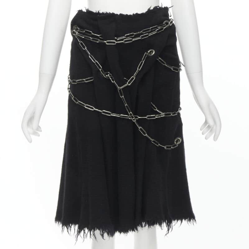 Junya Watanabe Punk Chain Skirt Black Wool Very good condition - Front View