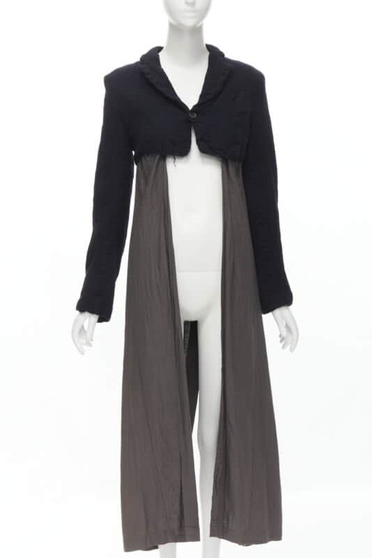 Comme Des Garcons Black Shrunken Duster Coat Black Wool Never worn - Front View