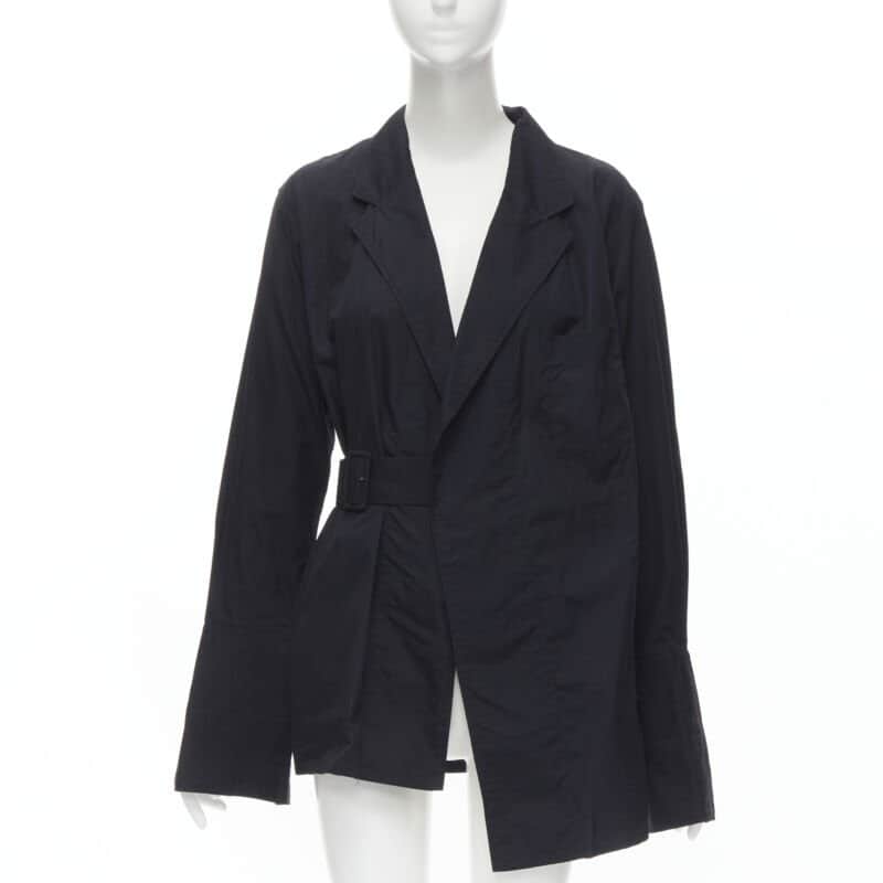 Comme Des Garcons Belted Blazer Jacket Black Cotton Never worn - Front View