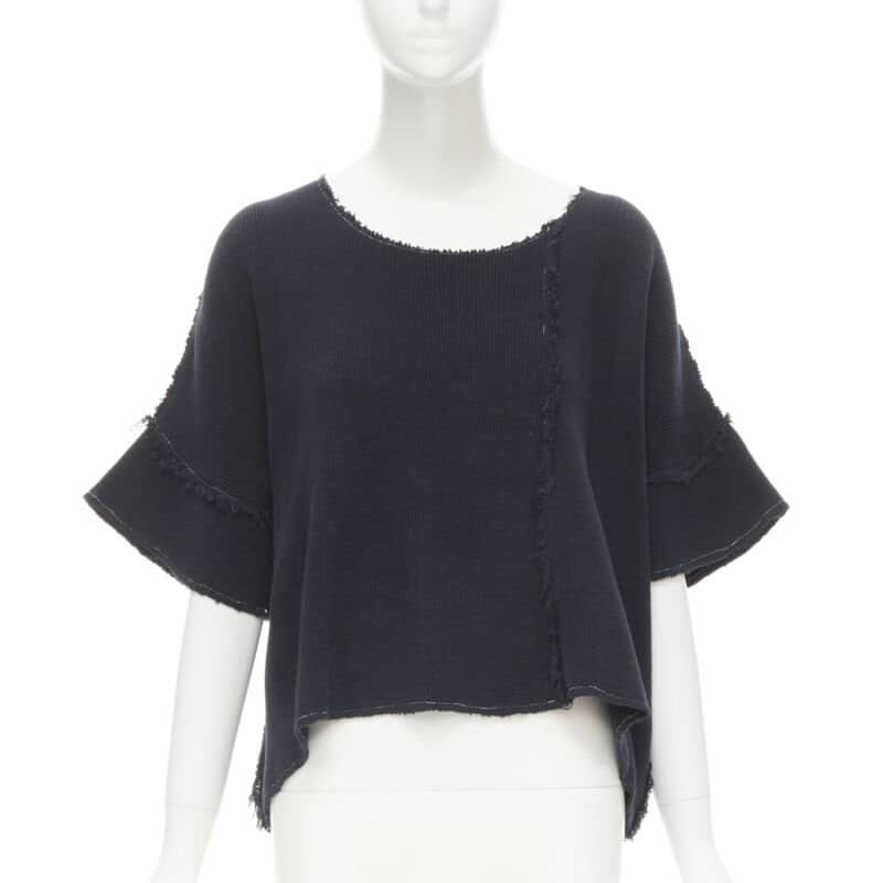 Comme Des Garcons Patchwork Sweater Top Navy Cotton Never worn - Front View