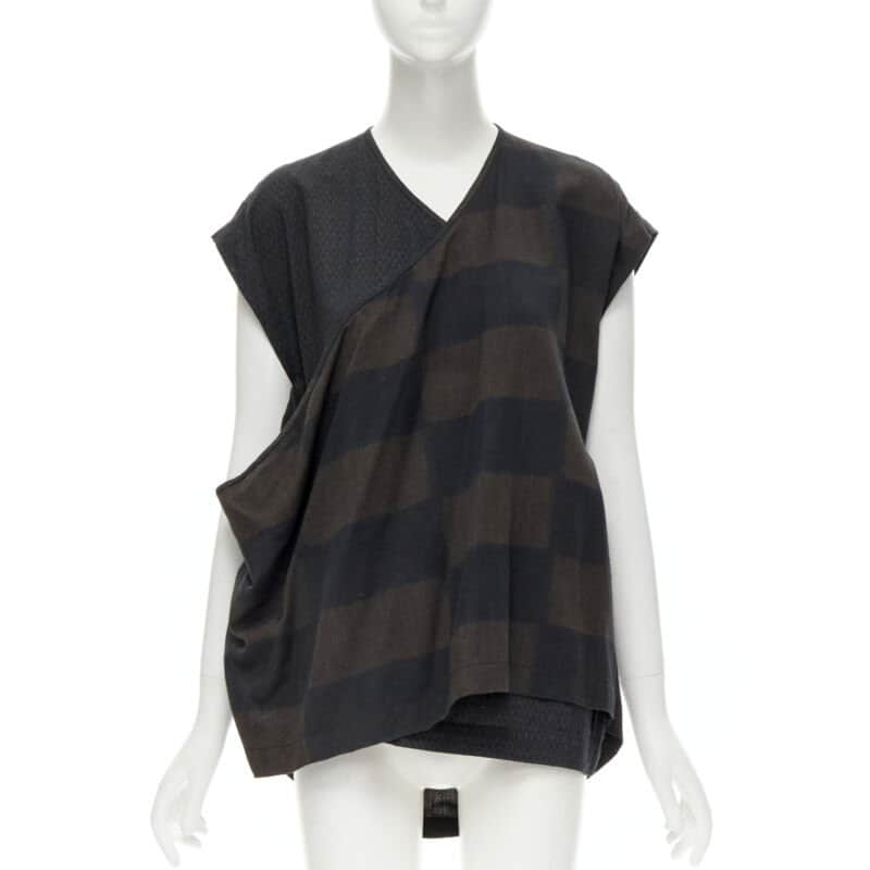 Comme Des Garcons Checked Wrap Vest Green Cotton Never worn - Front View