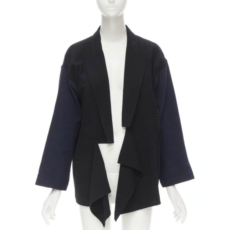 Comme Des Garcons Drape Front Blazer Blue Cotton Never worn - Front View