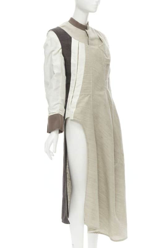 Comme Des Garcons Patchwork Bias Wool Coat Beige Wool Very good condition - Front View
