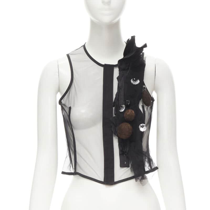 Comme Des Garcons Crystal Felt Vest Black Polyester Never worn - Front View
