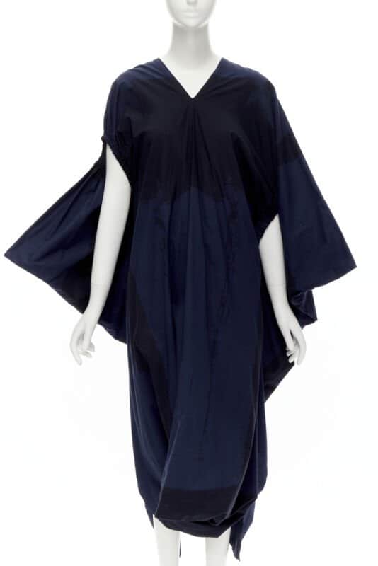 Comme Des Garcons Brushstroke Trapeze Dress Navy Cotton Very good condition - Front View