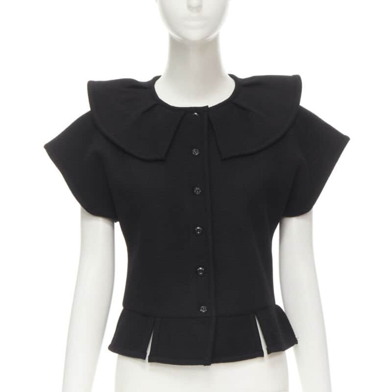 Comme Des Garcons Felt Peplum Top Black Wool Never worn - Front View