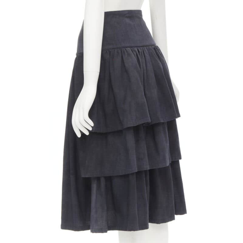 Comme Des Garcons Corset Tiered Skirt Grey Wool Never worn - Front View