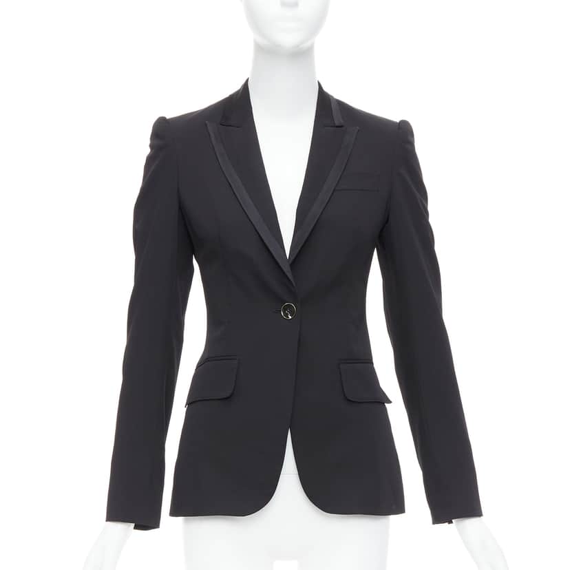 Stella McCartney Peak Collar Blazer Black Wool Never worn - Front View
