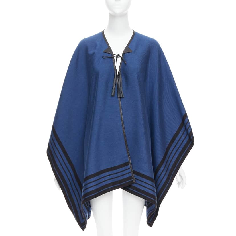 Louis Vuitton Cashmere Tassel Poncho Blue Cashmere Good condition - Front View