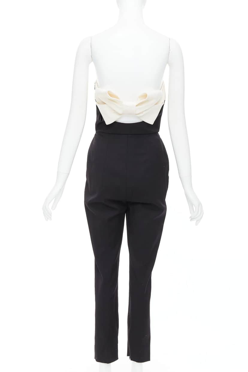 Valentino Bow Strapless Jumpsuit Black Wool Good condition - Front View