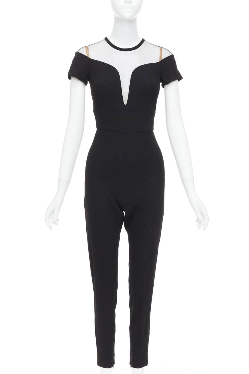 La Perla Sheer Wool Jumpsuit Black Wool Never worn, with tag - Front View