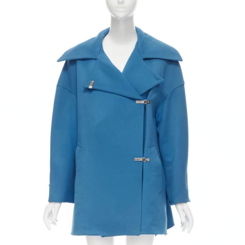 Claude Montana Blue Oversized Wool Coat Blue Wool Very good condition - Front View