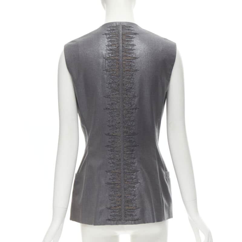 Gianni Versace Silver Lurex Vest Silver Wool Very good condition - Front View