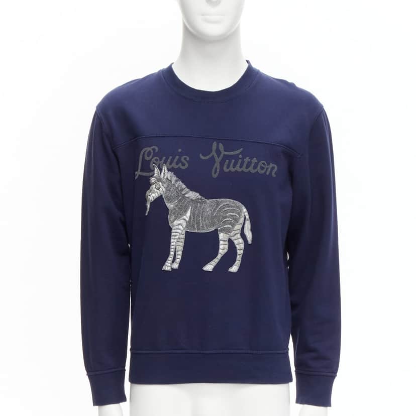 Louis Vuitton Horse Embroidery Sweater Navy Cotton Very good condition - Front View