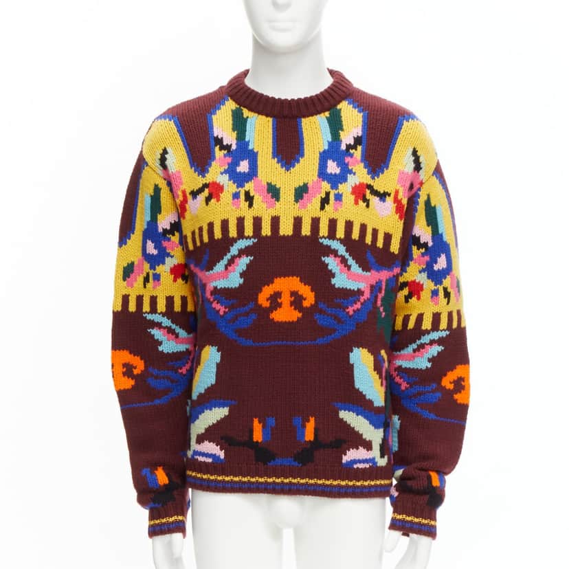 Prada Graphic Wool Sweater Burgundy Wool Very good condition - Front View