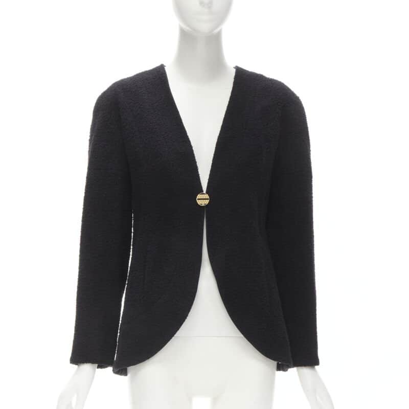 Chanel Black Boucle Cocoon Jacket Black Wool Never worn, with tag - Front View