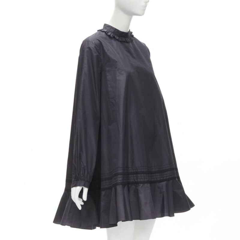 Christian Dior Lace Trim Dress Black Silk Never worn - Front View