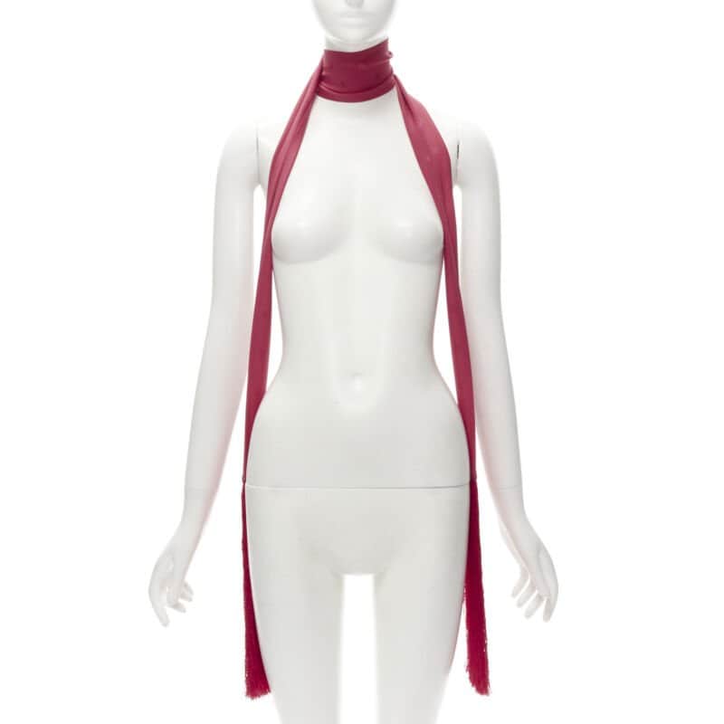 Fendi Monogram Jacquard Scarf Red Silk Never worn - Front View