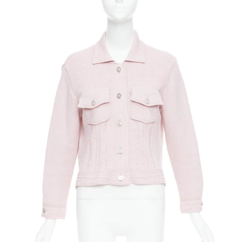 Barrie Topstitched Cardigan Pink Cashmere Very good condition - Front View