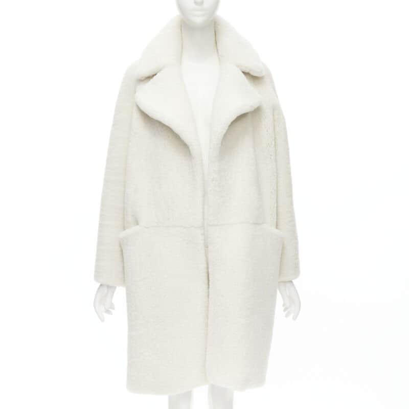 Martin Grant Oversized Teddy Coat White Leather Never worn - Front View