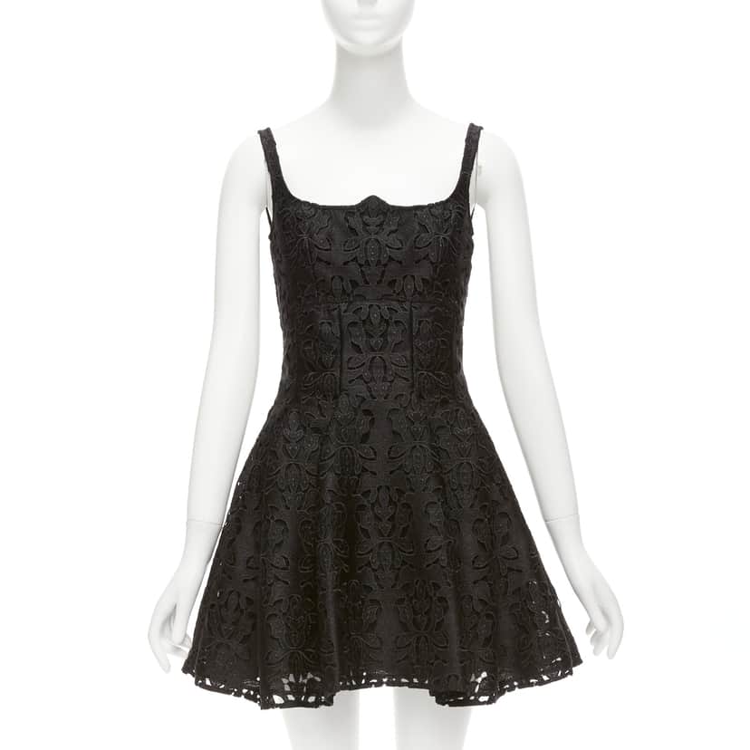 Emilia Wickstead Paisley Flared Dress Black Polyester Never worn, with tag - Front View