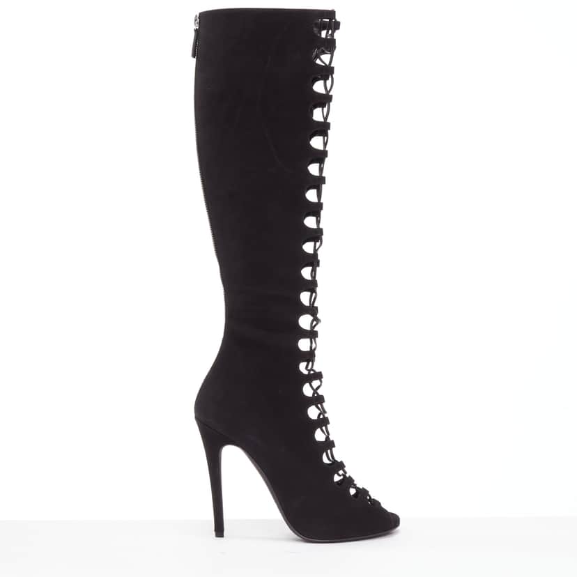 Giambattista Valli Criss Cross Boots Black Leather Very good condition - Front View