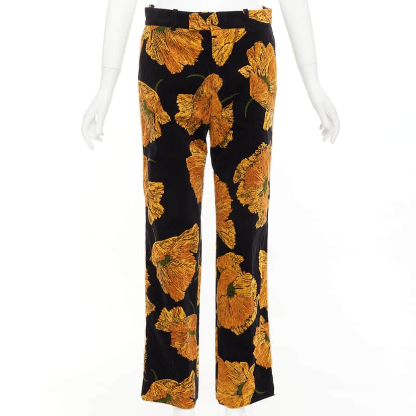 Gucci Floral Velvet Pants Black Velvet Very good condition - Front View