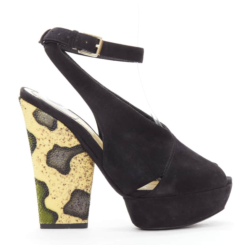 Christian Dior Scaled Platforms Black Suede Good condition - Front View