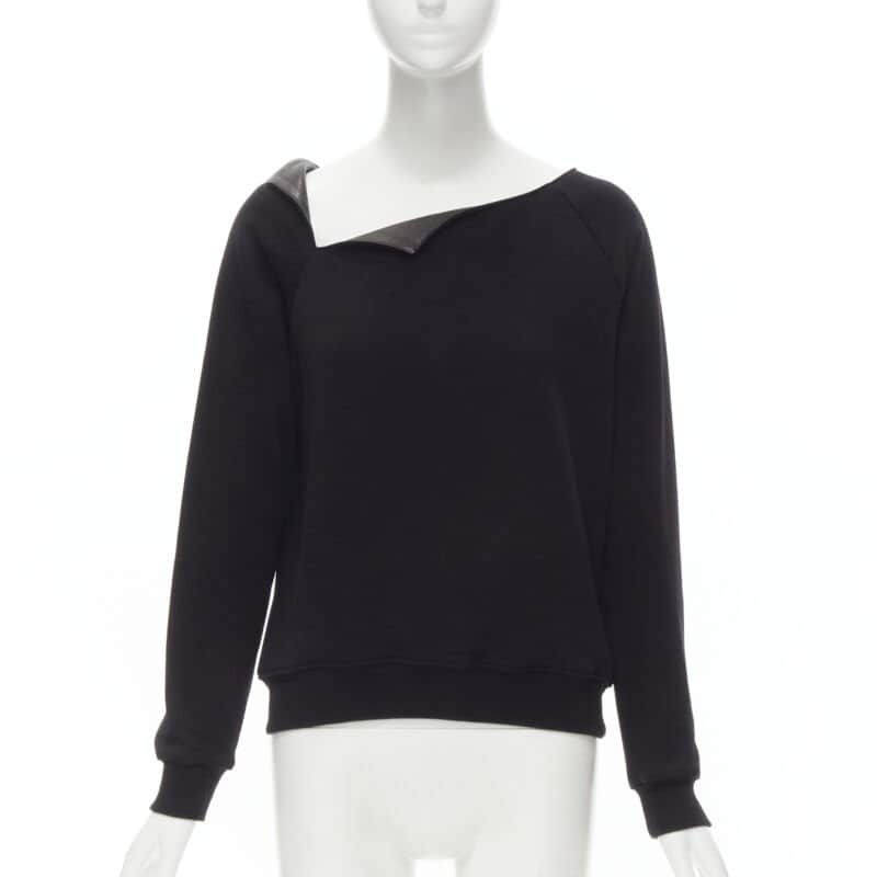 Saint Laurent Leather Collar Pullover Black Cotton Never worn - Front View