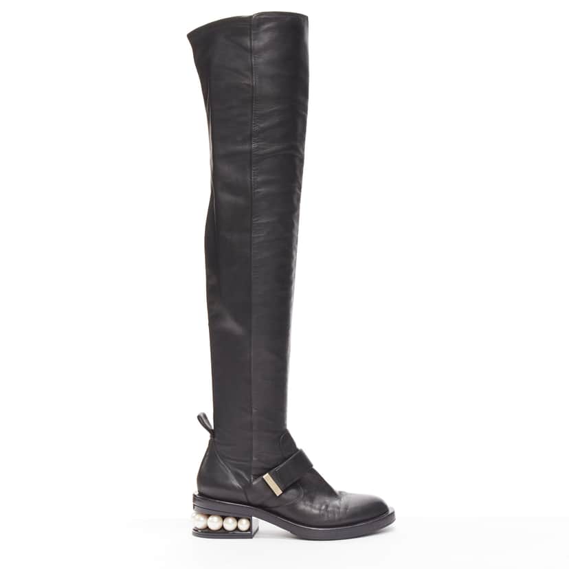 Nicholas Kirkwood Metallic Wingtip Boots Black Leather Very good condition - Front View