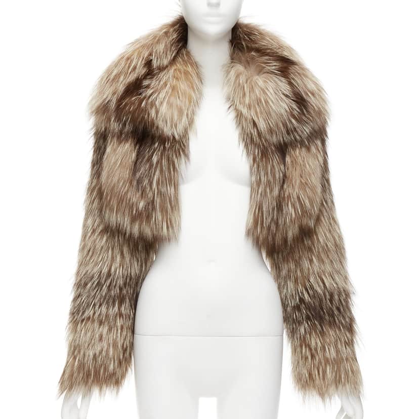 Fendi Brown Fur Crop Jacket Brown Fur Never worn - Front View