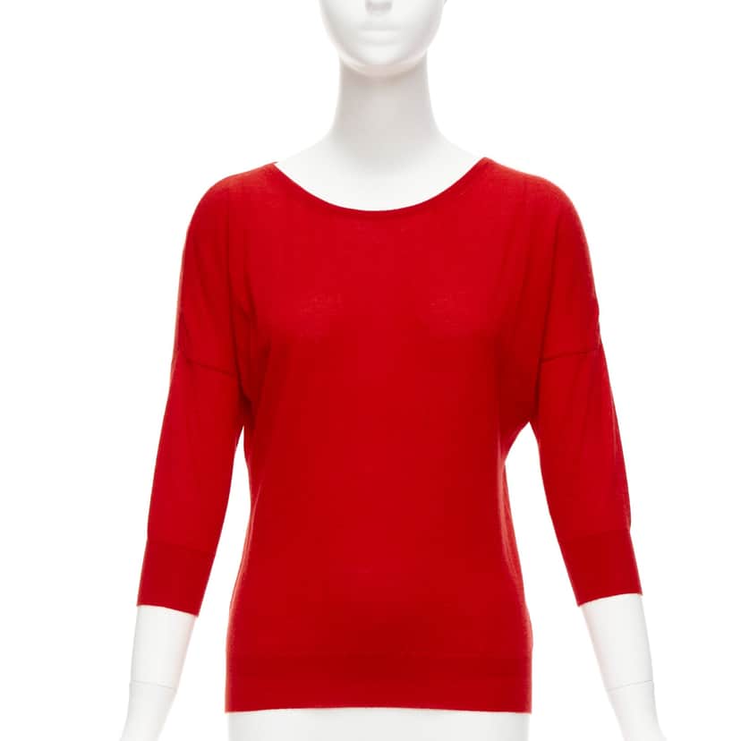 Alexander McQueen Drop Sleeve Sweater Red Cashmere Never worn - Front View