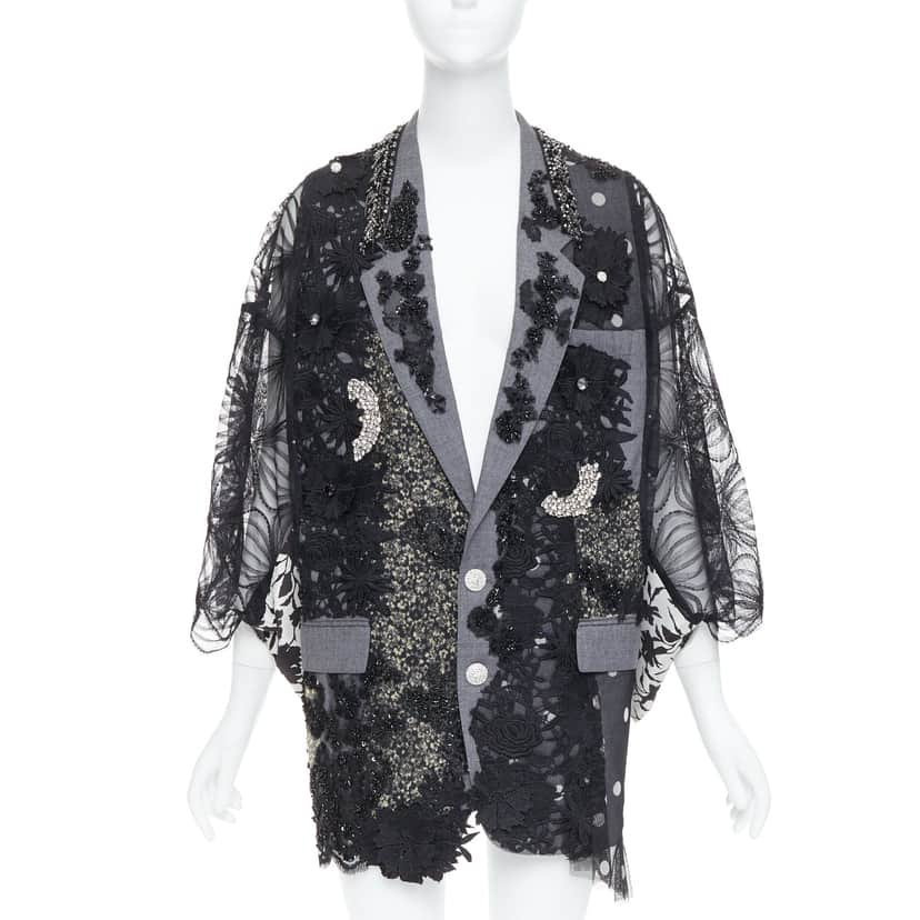 Antonio Marras Black Kimono Blazer Coat Black Wool Very good condition - Front View