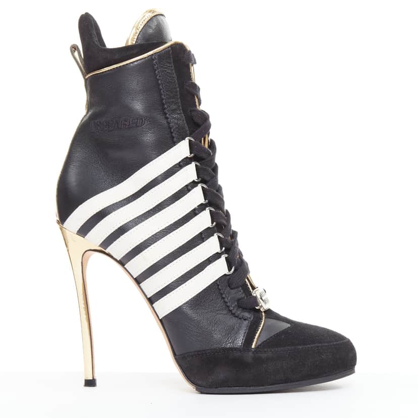 Dsquared2 Wrap Tie Chunky Boots Black Suede Good condition - Front View