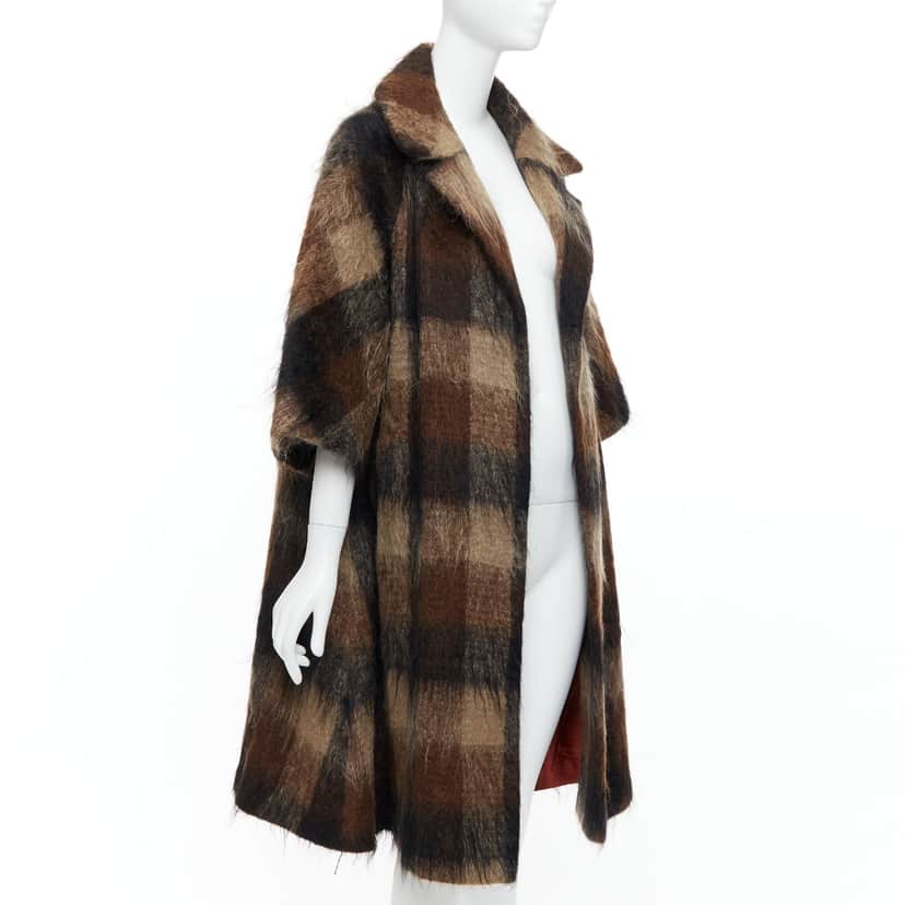 Lilli Ann Brown Checked Overcoat Brown Wool Good condition - Front View