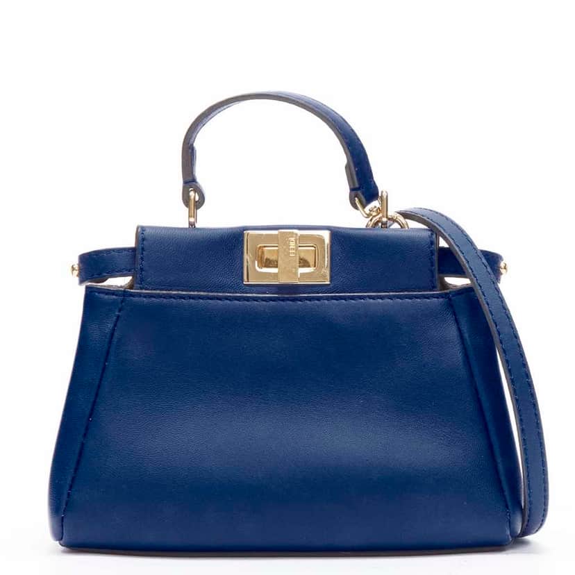 Fendi Music Box Clutch Blue Leather Very good condition - Front View