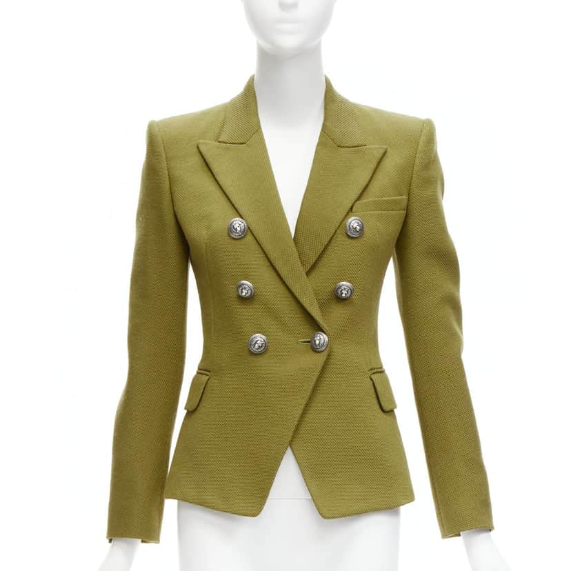 Balmain Double Breasted Blazer Green Polyamide Very good condition - Front View