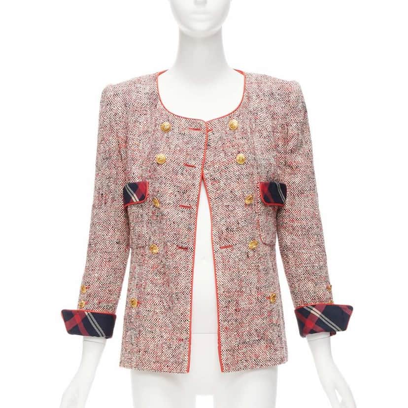 Chanel Red Double Breasted Blazer Red Silk Very good condition - Front View