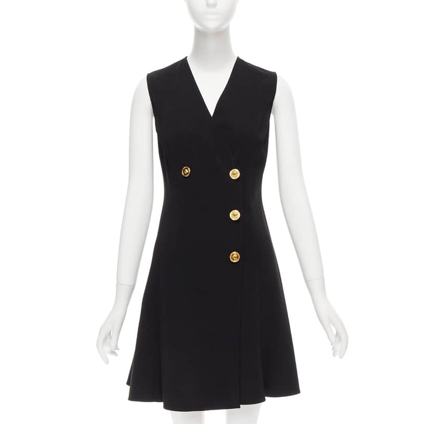 Versace Barocco Dress Black Viscose Never worn - Front View